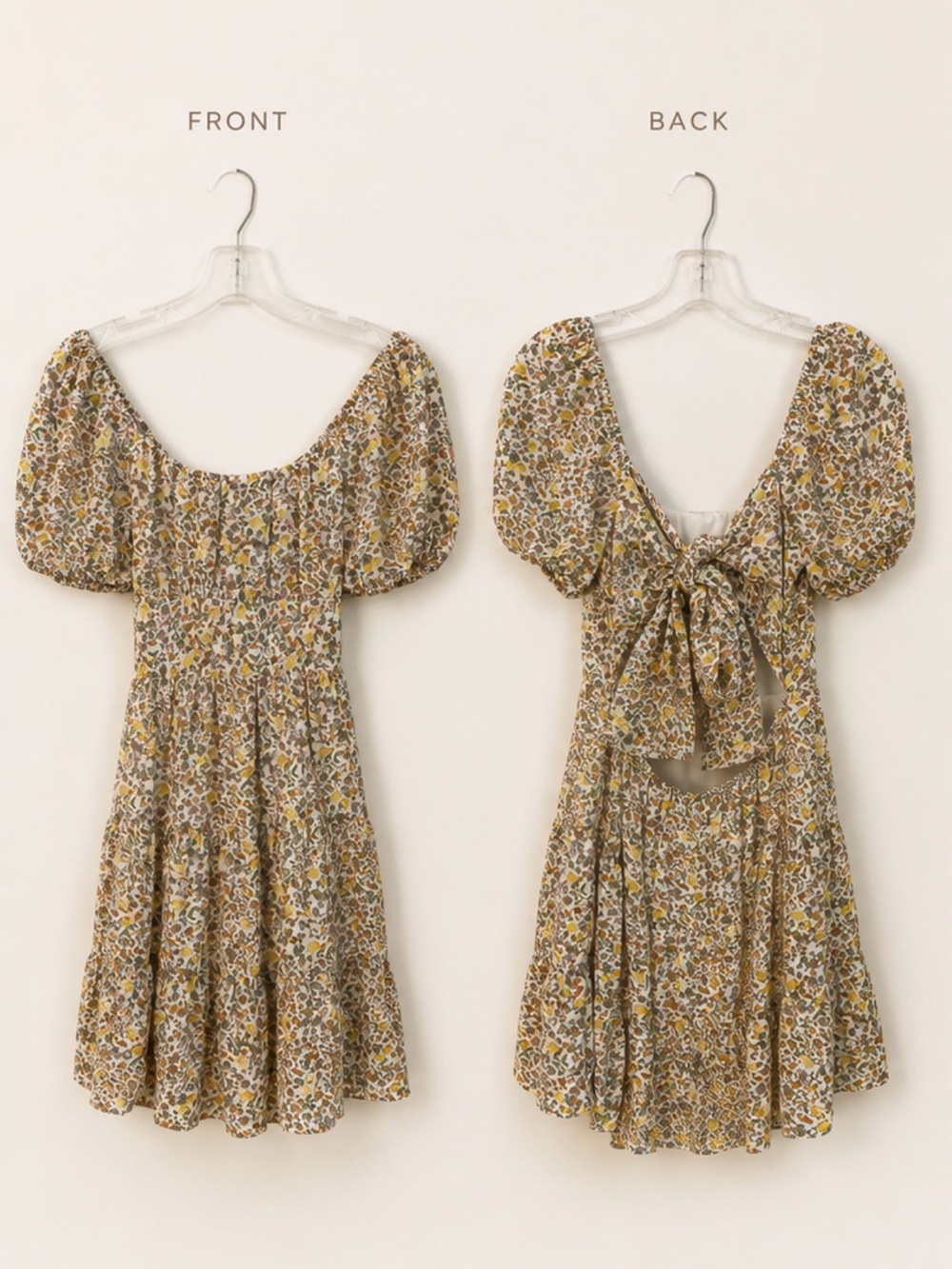 Altar'd State Yellow Floral Puff-Sleeve Mini Dress - Picture 3 of 6